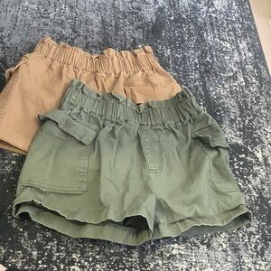 No Boundaries High Waist Shorts - Green and Tan